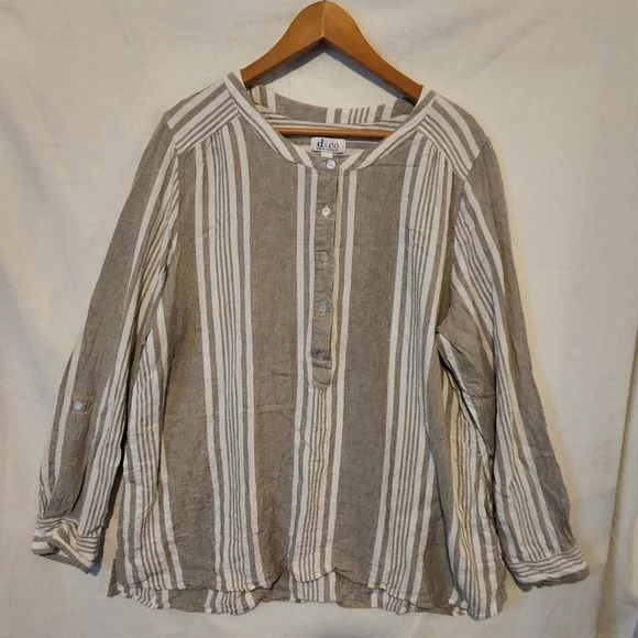 Denim & Co Striped Yarn Dyed Woven Shirt - Picture 10 of 11